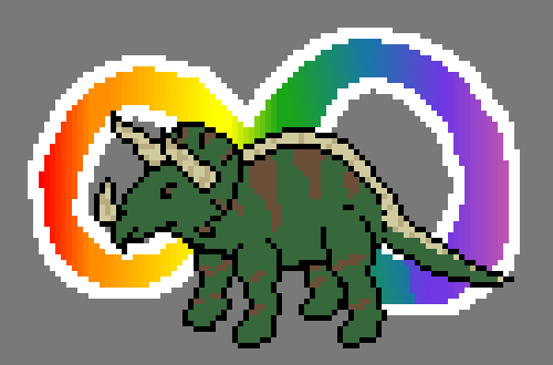 a dinosaur in front of the autism infinity